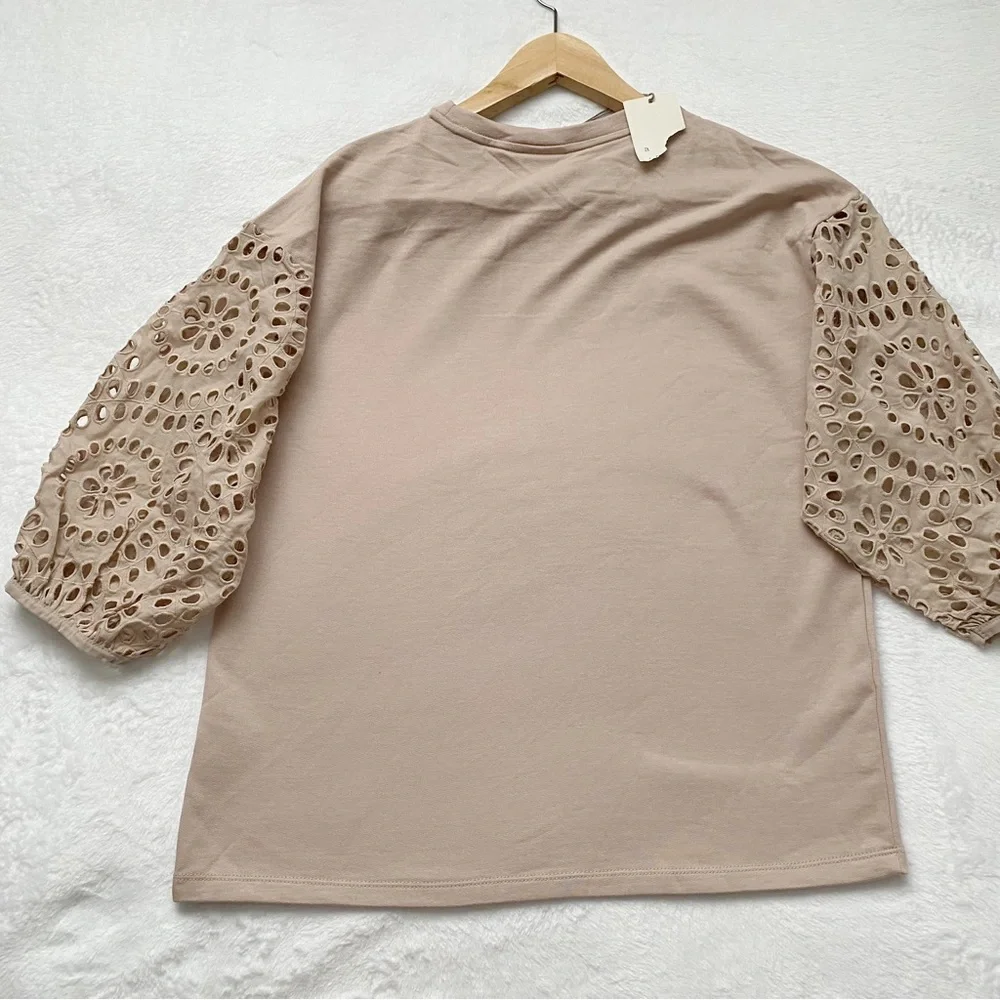 NWT Mauve Lace Sleeve Top
